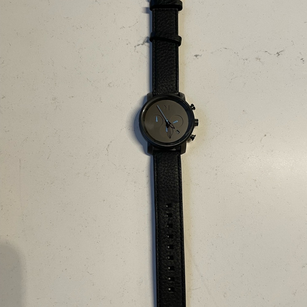MVMT - Watch  - black chronograph Leather (paid $149 and in mint condition!)